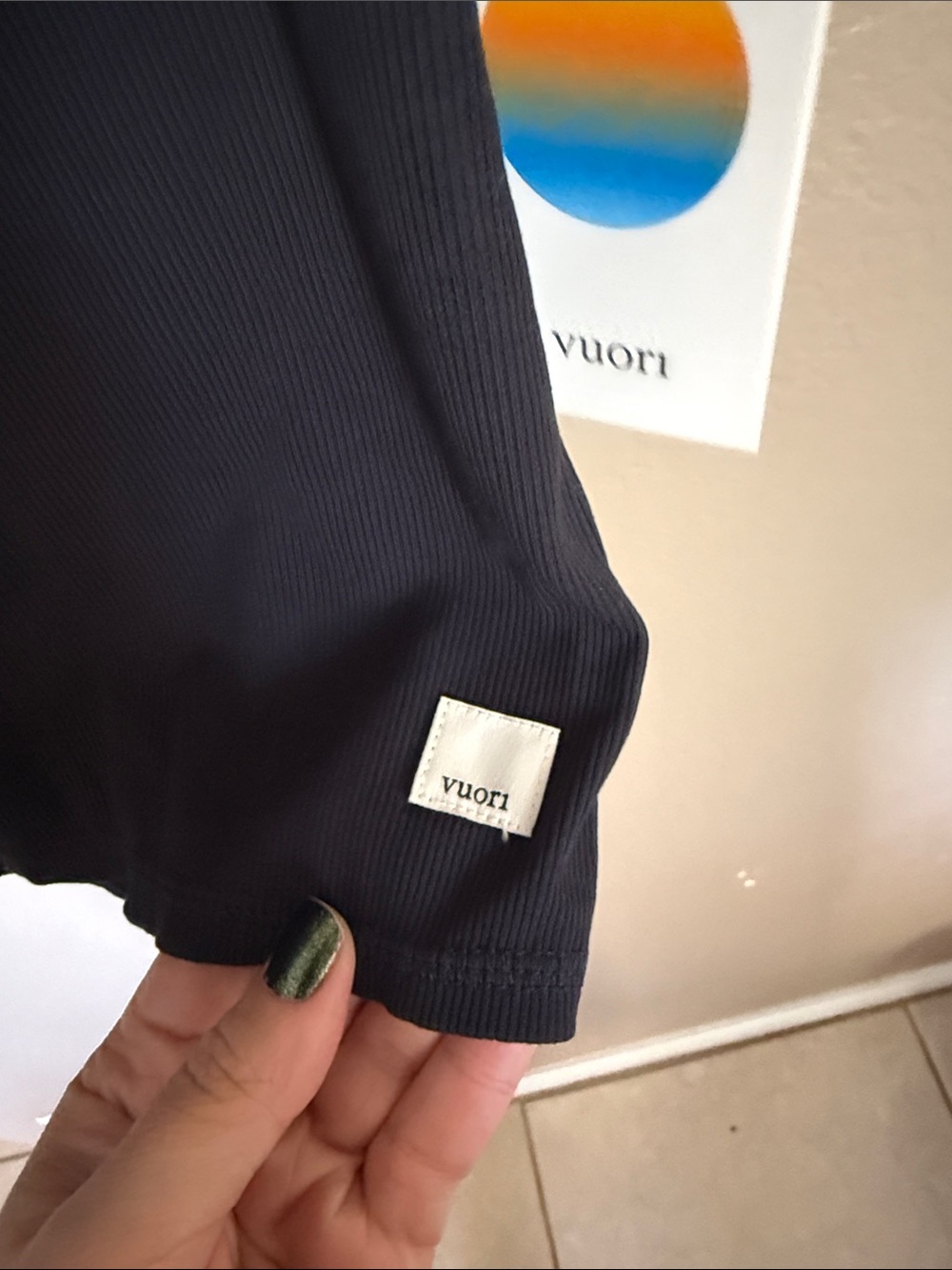 NWT Vuori Black Ribbed Polo Top - Picture 3 of 7